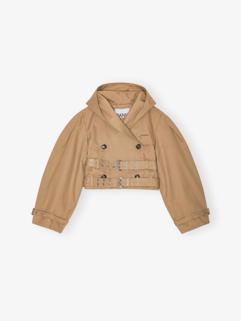 CAMEL BONDED COTTON SHORT JACKET