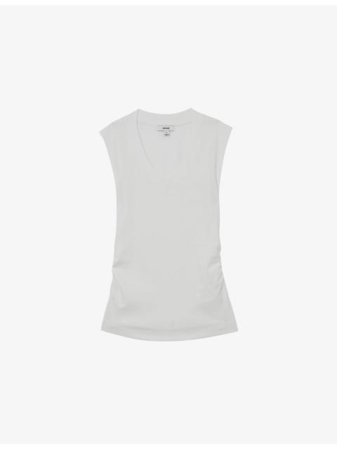 Sandy V-Neck Ribbed Stretch-Cotton Vest