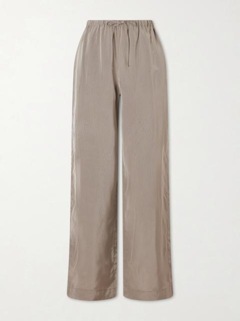Striped Satin Wide-leg Pants