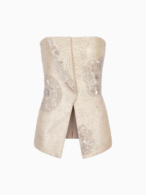 EMBROIDERED LONG BUSTIER TOP