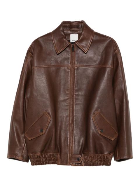 zip-fastening leather jacket