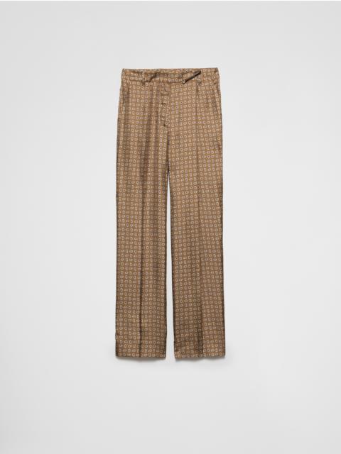 Printed silk twill pants