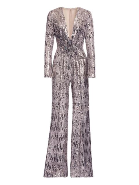 V-neck sequinned jumpsuit