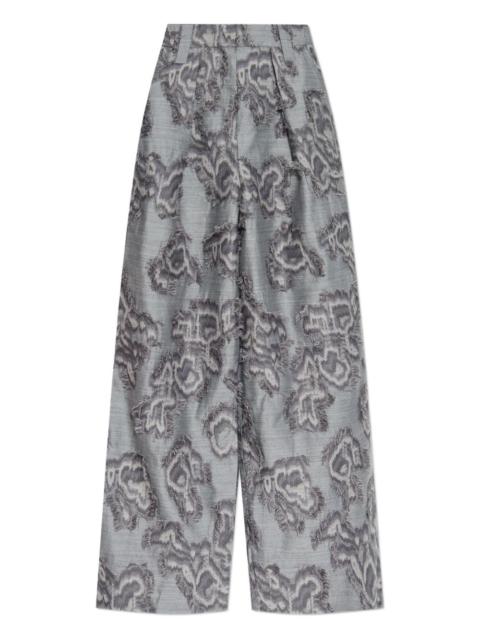 frayed floral palazzo pants