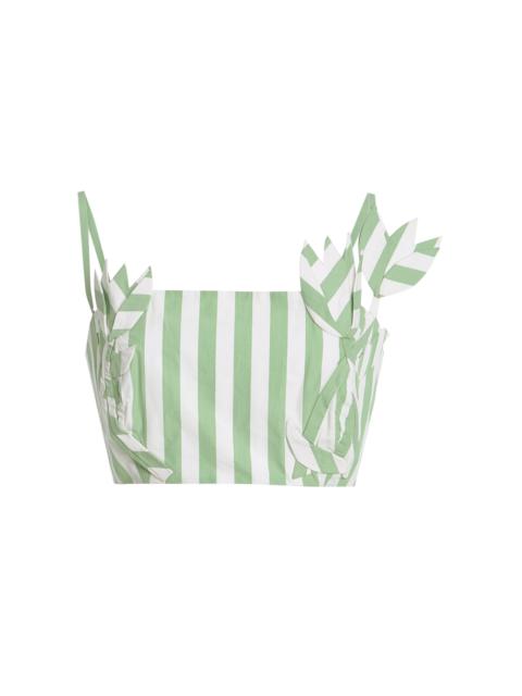 Exclusive Riviera Appliquéd Striped Cotton Crop Top stripe