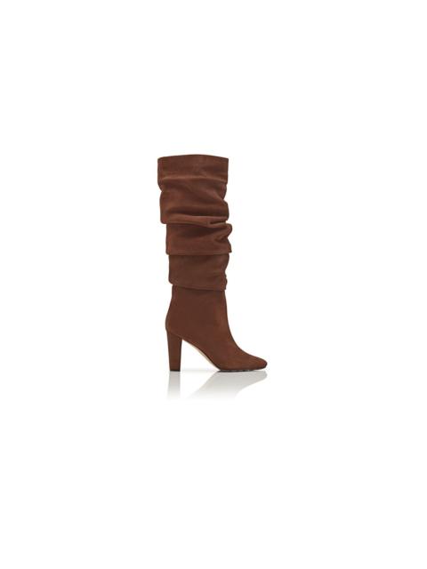 Brown Suede Knee High Boots