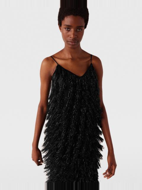 Sleeveless Glitter Tassel V-Neck Top