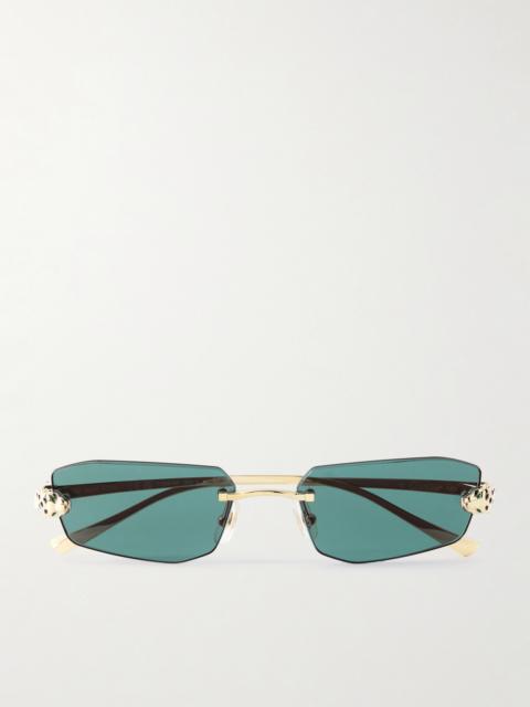 Panthère Rimless Rectangular-frame Gold-tone Sunglasses