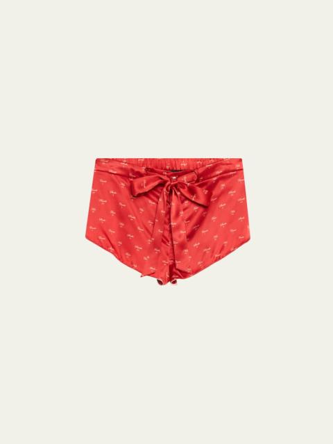 Kiss-Print Silk Lounge Shorts
