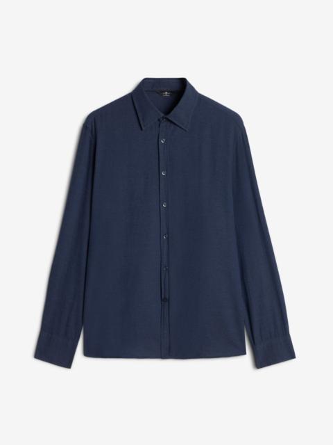 Cotton-Cashmere Button Up Shirt in Navy