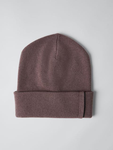 Cashmere rib knit beanie with monili