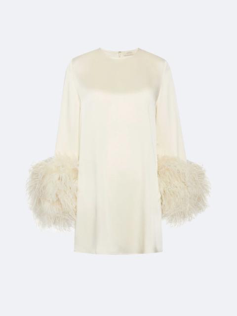 Satin Dress With Feathers