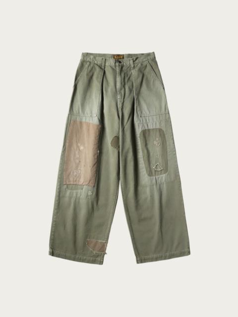 Herringbone FATIGUE Baggy Pants (RUSHFILED Remake) - Khaki