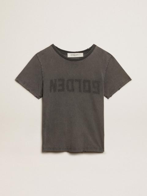 Distressed slim-fit T-shirt in anthracite gray