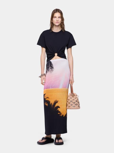 MAXI SKIRT IN THUNDERSTORM-PRINTED SECOND-SKIN JERSEY