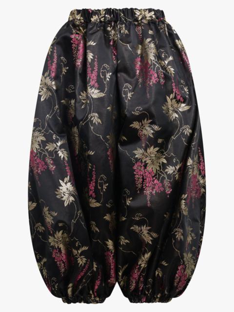 GATHERED FLORAL PRINT BALLOON PANT WITH CUFF | BLACK/PINK/GOLD