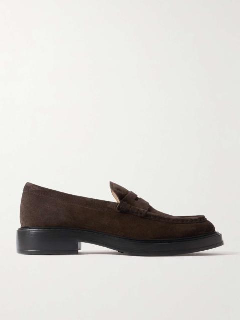 Logo-Debossed Suede Penny Loafers