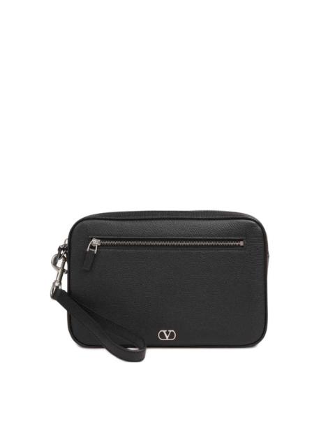 logo zip-top clutch bag