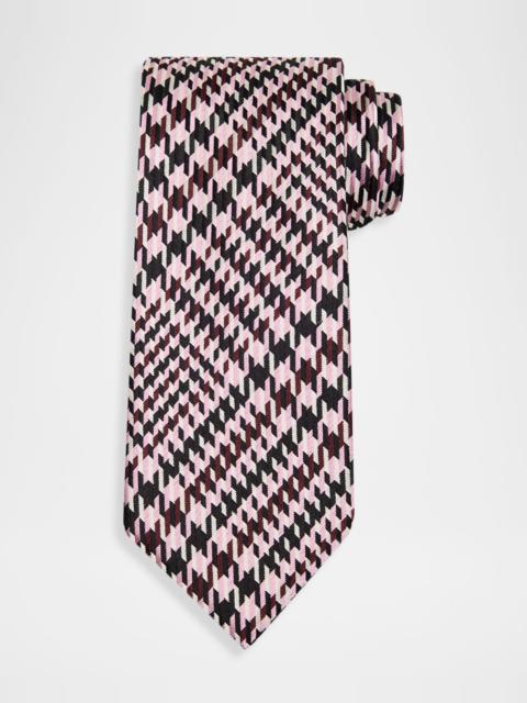 Men's Exploded Prince of Wales Check Silk Tie
