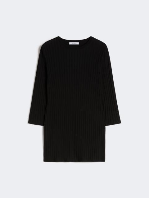 Viscose crêpe yarn rib-knit jumper - BLACK