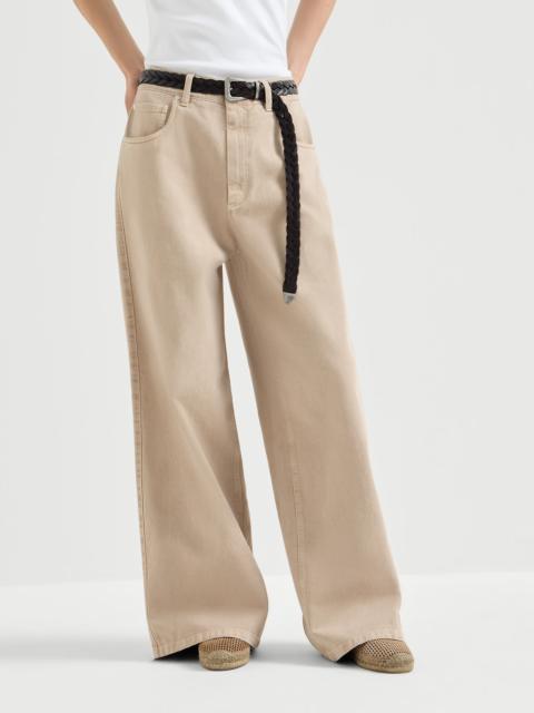 Dyed denim relaxed trousers with monili