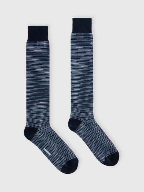Long flame-patterned cotton-blend socks