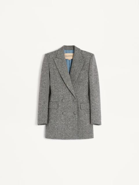 DOUBLE-BREASTED BLAZER IN NATTÉ BUTTONED WEAVE