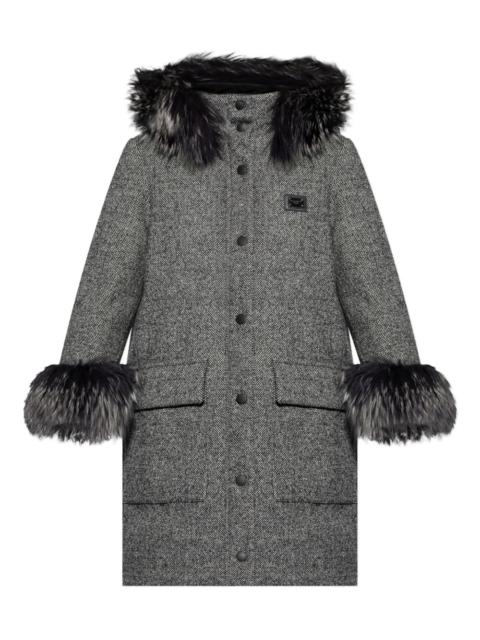 faux-fur trimmed wool coat
