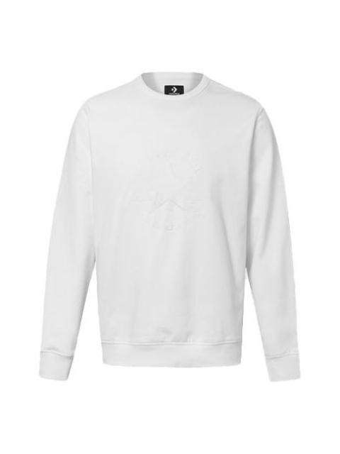 Men's Converse Logo Printing Round Neck Pullover White 10020819-102
