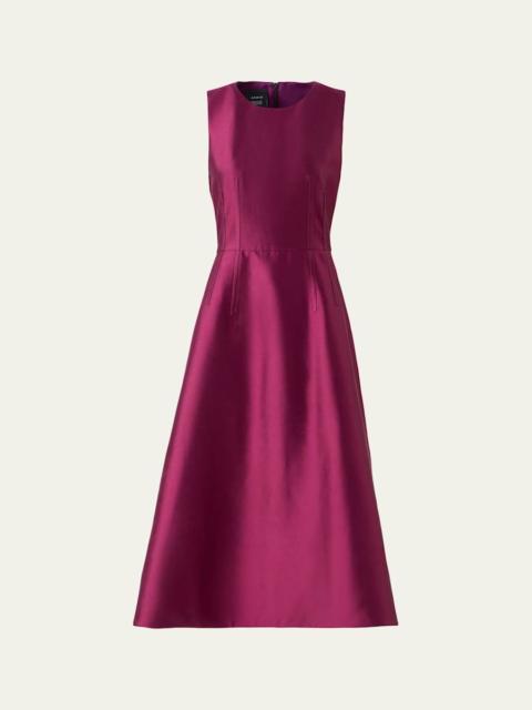 Dupion Sleeveless Silk Shantung Midi Dress