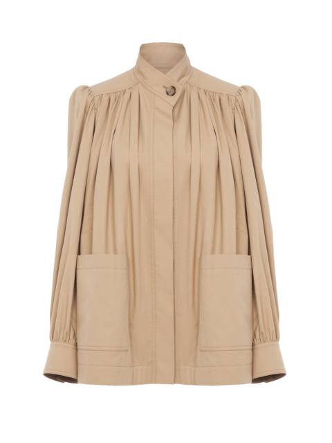HIGH-NECK GATHERED JACKET IN COTTON GABARDINE