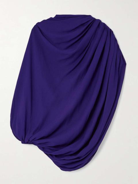 Asymmetric gathered draped georgette top