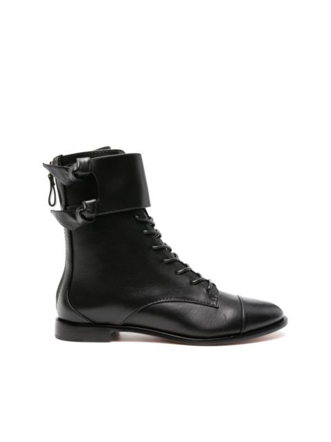 almond-toe leather boots