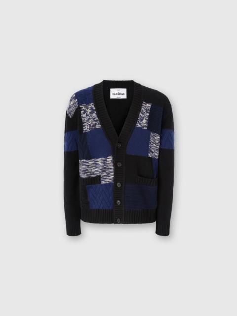 The cardigan in pure wool with flame and zigzag inserts