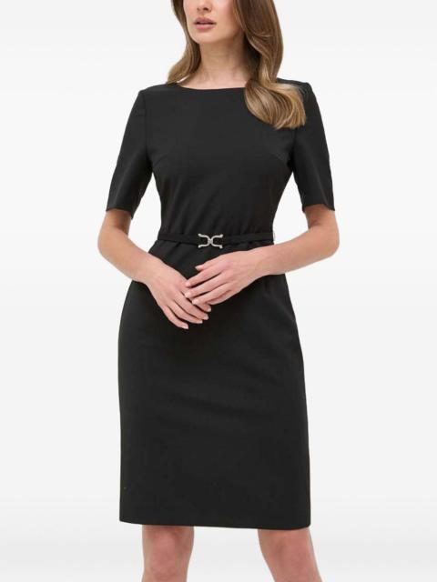 belted short-sleeve dress