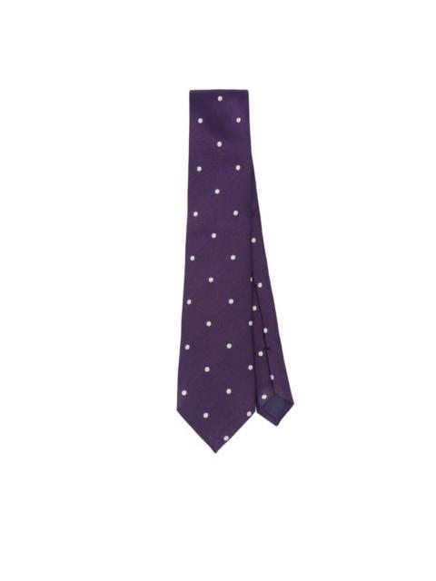 polka dot-pattern silk tie