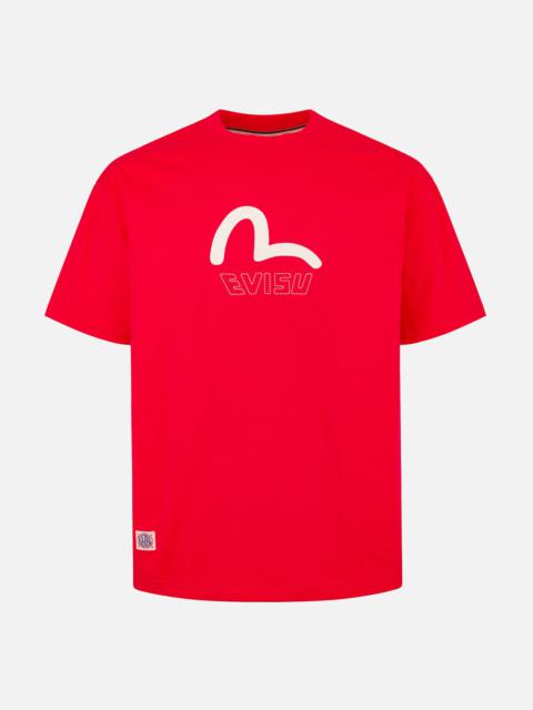 Seagull Print and Stitched Logo Embroidery Relax Fit T-shirt