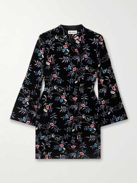 Delphina Embroidered Velvet Mini Dress