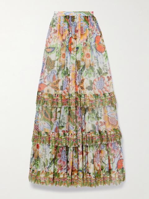 Tiered Silk-crepon Maxi Skirt