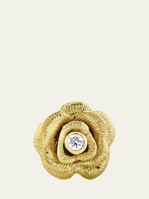 14k Diamond-Bezel Rose Stud Earring, Single