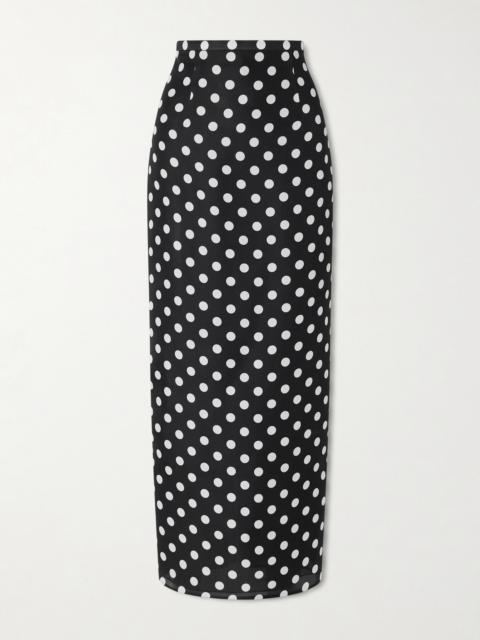 Winton Polka-dot Silk Midi Skirt