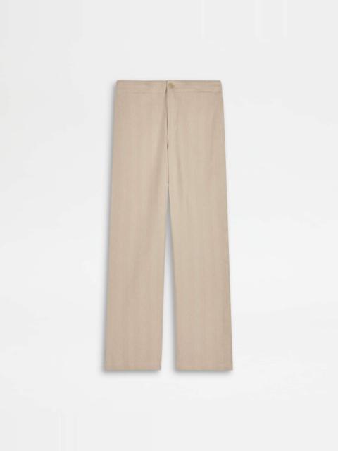 PANTS IN LINEN AND SILK WITH DRAWSTRING - BEIGE