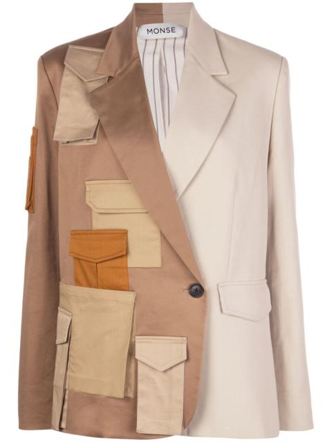 multi patch pocket two-tone blazer