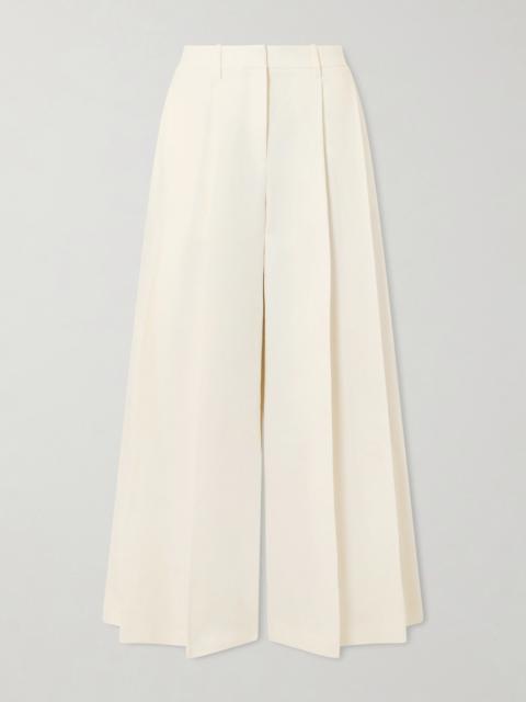 Crosby Pleated Linen And Cotton-blend Twill Straight-leg Pants