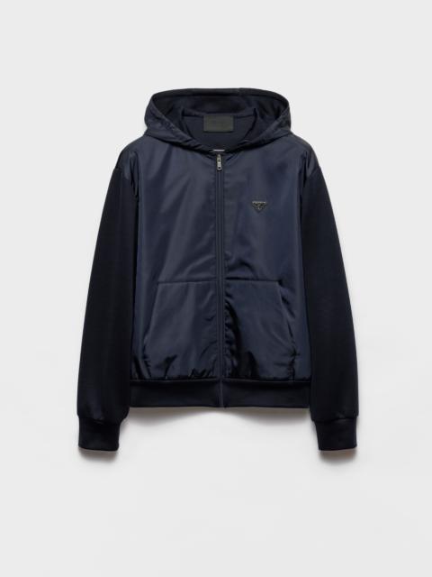 Technical cotton and Re-Nylon hoodie