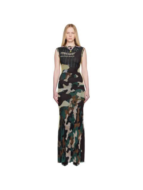 Multicolor Camo Mesh Maxi Dress