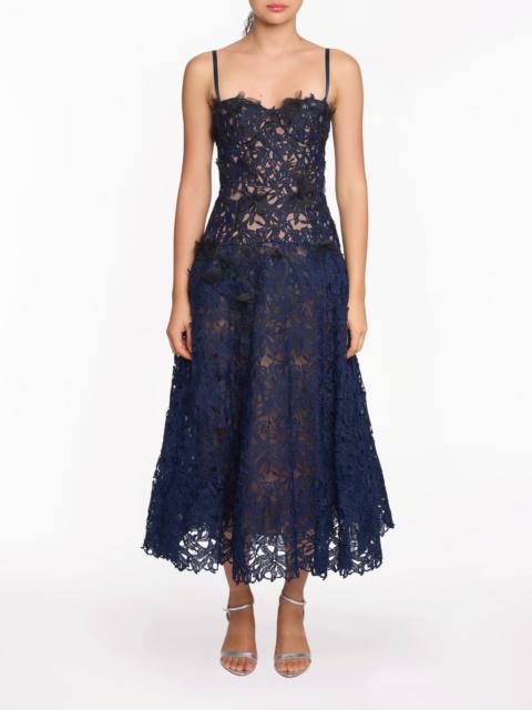 LACE GUIPURE A-LINE MIDI DRESS