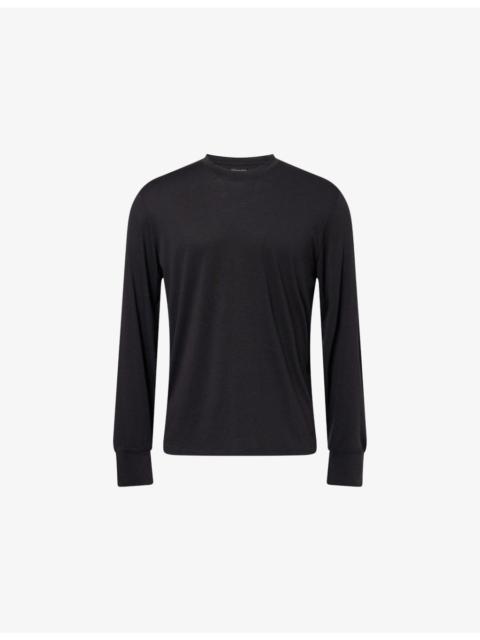 Crewneck Long-Sleeves Woven-T-Shirt