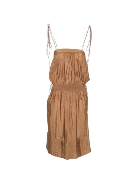 side-drawstring shirred midi dress