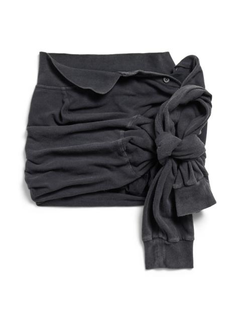 Women's Knotted Polo Skirt in Faded Black